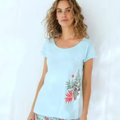 Pyjama pantacourt imprimé - coton modal