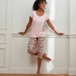Pyjama pantacourt imprimé - coton modal