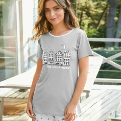 Pyjama pantacourt imprimé ville étoilée