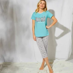 Pyjama pantacourt imprimé ville étoilée