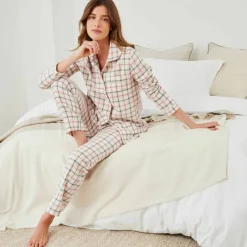 Pyjama pantalon en flanelle tissé teint carreaux