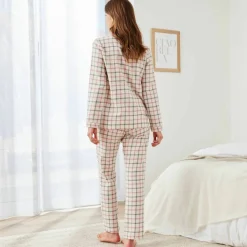 Pyjama pantalon en flanelle tissé teint carreaux