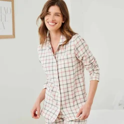 Pyjama pantalon en flanelle tissé teint carreaux
