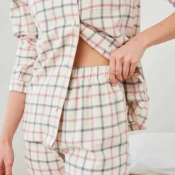 Pyjama pantalon en flanelle tissé teint carreaux