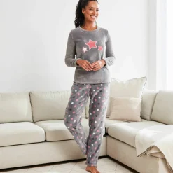 Pyjama pantalon polaire "étoiles", toucher peluche