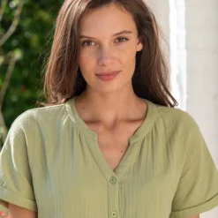 Pyjama short boutonné en gaze de coton