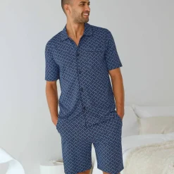 Pyjama short boutonné en maille imprimée