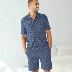 Pyjama short boutonné en maille imprimée