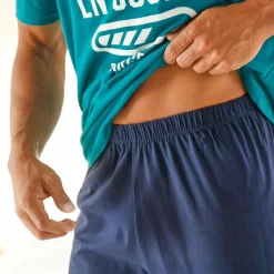 Pyjama short col rond à message