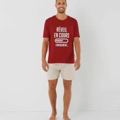 Pyjama short col rond à message
