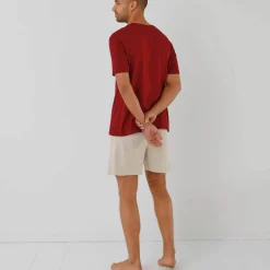 Pyjama short col rond à message