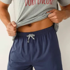 Pyjama short col V imprimé message