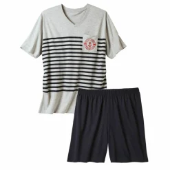 Pyjama short col V à message