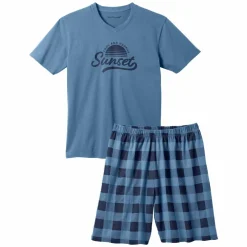 Pyjama short coton carreaux manches courtes
