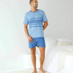Pyjama short coton rayé