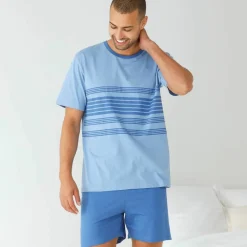 Pyjama short coton rayé