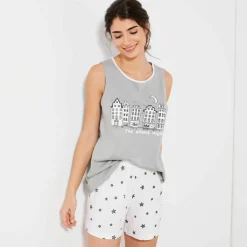 Pyjama short fantaisie ville étoilée