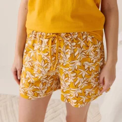 Pyjama short imprimé tropical avec bretelles froncées
