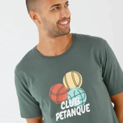 Pyjama short message motif pétanque manches courtes