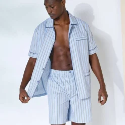 Pyjama short rayures popeline coton