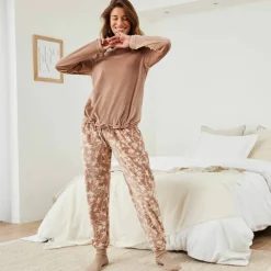 Pyjama velours imprimé fleuri