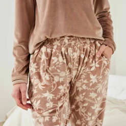 Pyjama velours imprimé fleuri