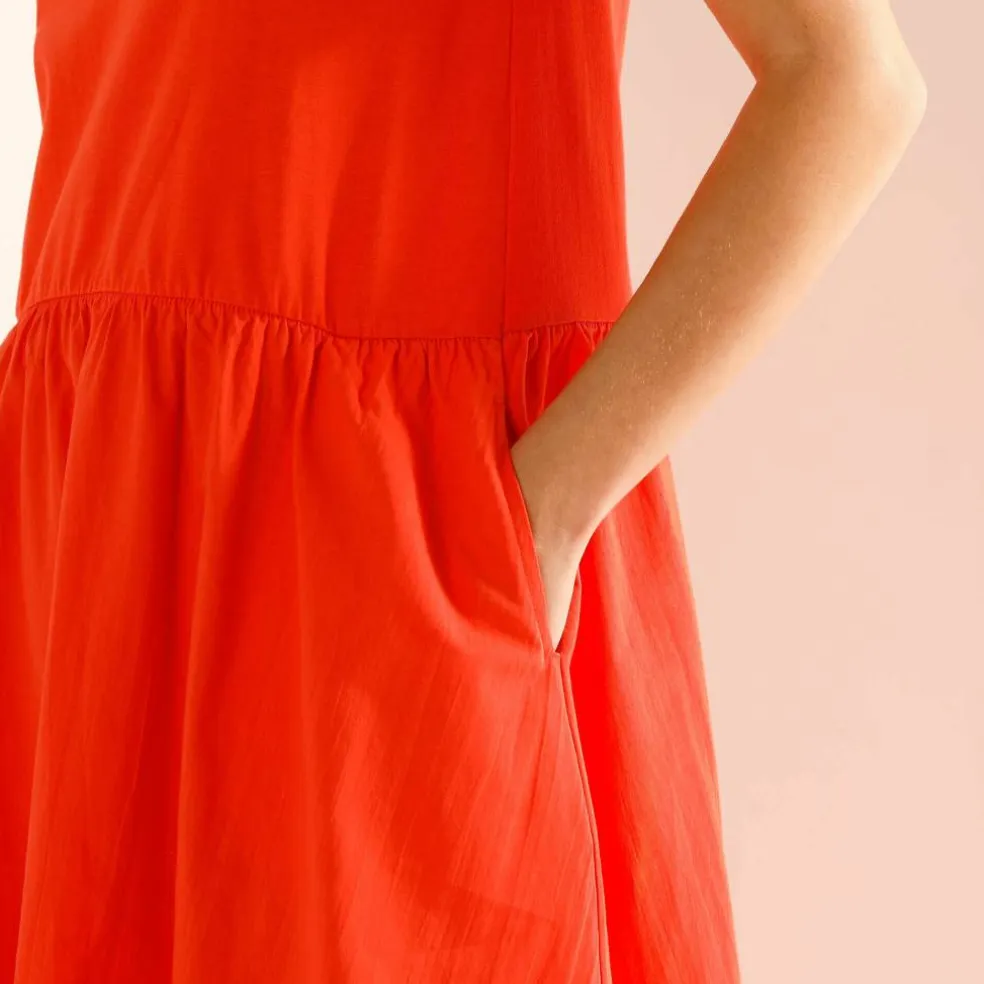 Robe bi-matière, manches courtes