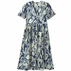 Robe boutonnée imprimée, manches courtes