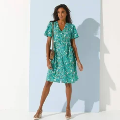 Robe boutonnée manches 