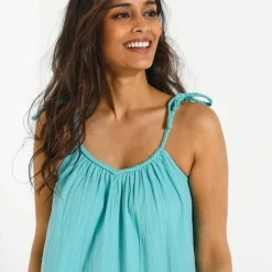 Robe bretelles tressées, gaze de coton