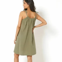 Robe bretelles tressées, gaze de coton