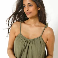 Robe bretelles tressées, gaze de coton