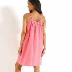 Robe bretelles tressées, gaze de coton