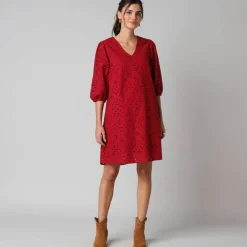 Robe broderie anglaise manches 3/4