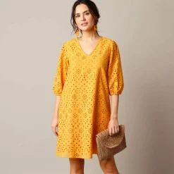 Robe broderie anglaise manches 3/4