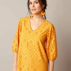 Robe broderie anglaise manches 3/4