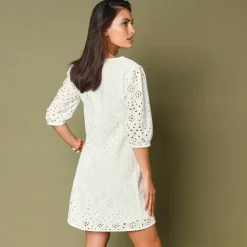 Robe broderie anglaise manches 3/4