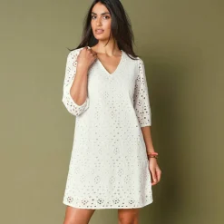 Robe broderie anglaise manches 3/4