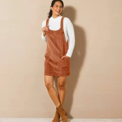 Robe chasuble évasée, velours côtelé