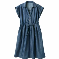 Robe chemisier en jean, manches courtes