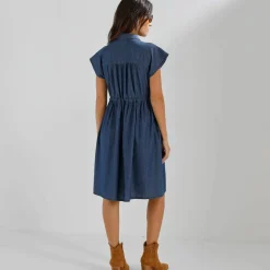 Robe chemisier en jean, manches courtes