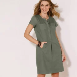Robe col tunisien, coton léger