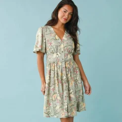 Robe courte boutonnée imprimée, Spécial Petites