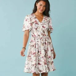 Robe courte boutonnée imprimée, Spécial Petites