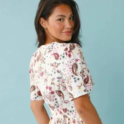 Robe courte boutonnée imprimée, Spécial Petites