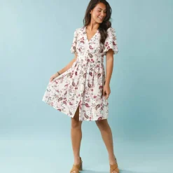 Robe courte boutonnée imprimée, Spécial Petites