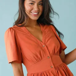 Robe courte boutonnée unie, Spécial Petites