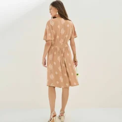 Robe courte cache-coeur imprimée bouquet