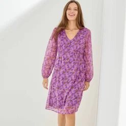 Robe courte, en voile imprimé