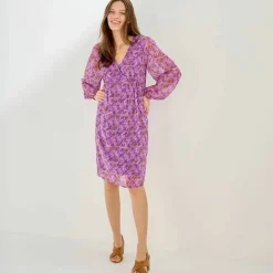 Robe courte, en voile imprimé